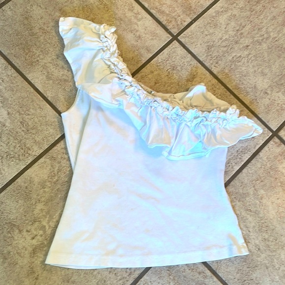 White one shoulder ruffle top from Anthropologie, size S - Picture 1 of 1